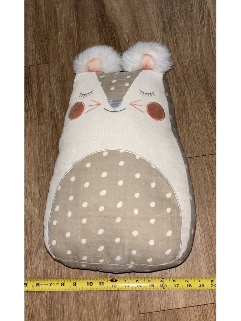 Pottery Barn Kids Happy Critter Fox Pillow Woodland Nursery Plush Neutral